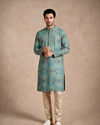 Manyavar Men Green Chikankari Blended Cotton Kurta Pajama Set