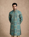Manyavar Men Green Chikankari Blended Cotton Kurta Pajama Set