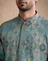 Manyavar Men Green Chikankari Blended Cotton Kurta Pajama Set