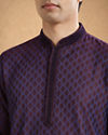 Manyavar Men Purple Blended Viscose Self-Textured Kurta Pajama Set