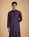Manyavar Men Purple Blended Viscose Self-Textured Kurta Pajama Set