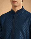 Manyavar Men Teal Blue Jacquard Kurta Pajama with Self-Texture
