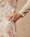 Manyavar Men Cream Blended Cotton Kurta Pajama with Print
