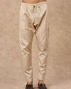 Manyavar Men Cream Blended Cotton Kurta Pajama with Print