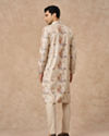Manyavar Men Cream Blended Cotton Kurta Pajama with Print