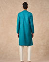 Manyavar Men Teal Blue Silk Kurta Pajama