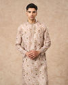 Manyavar Men Light Mid Green Blended Cotton Kurta Pajama with Print