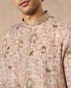 Manyavar Men Light Mid Green Blended Cotton Kurta Pajama with Print