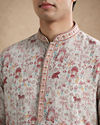 Manyavar Men Pink Blended Cotton Printed Kurta Pajama