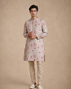Manyavar Men Pink Blended Cotton Printed Kurta Pajama