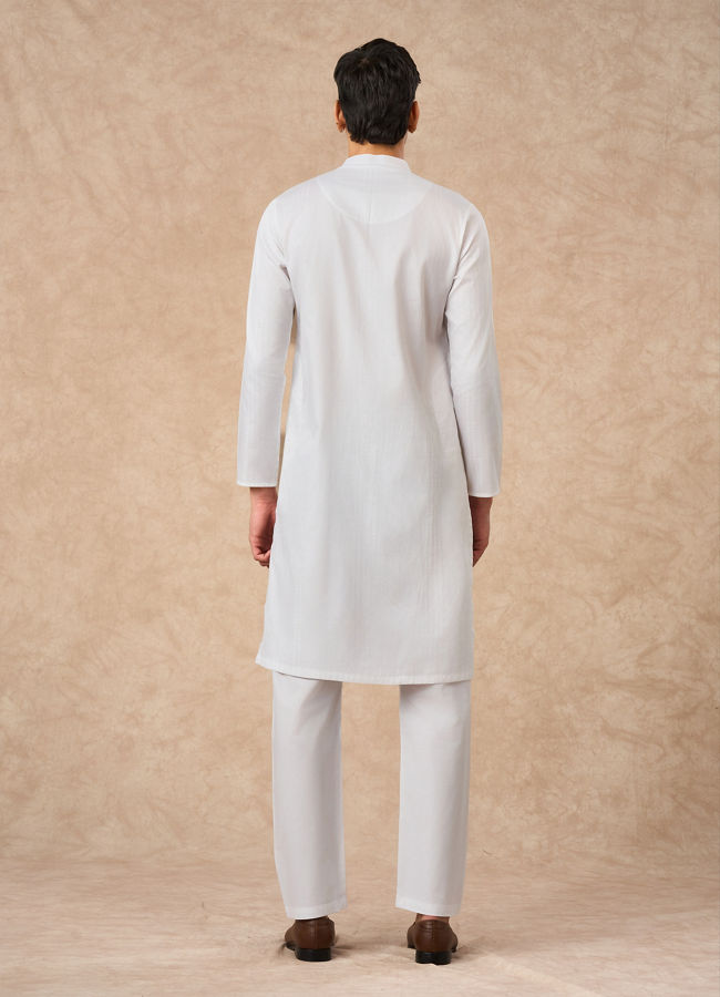 Manyavar Men White Cotton Kurta Pajama