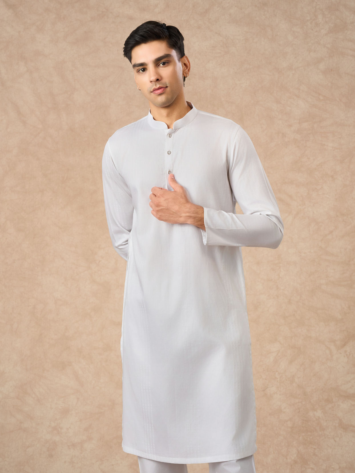 Manyavar Men White Cotton Kurta Pajama