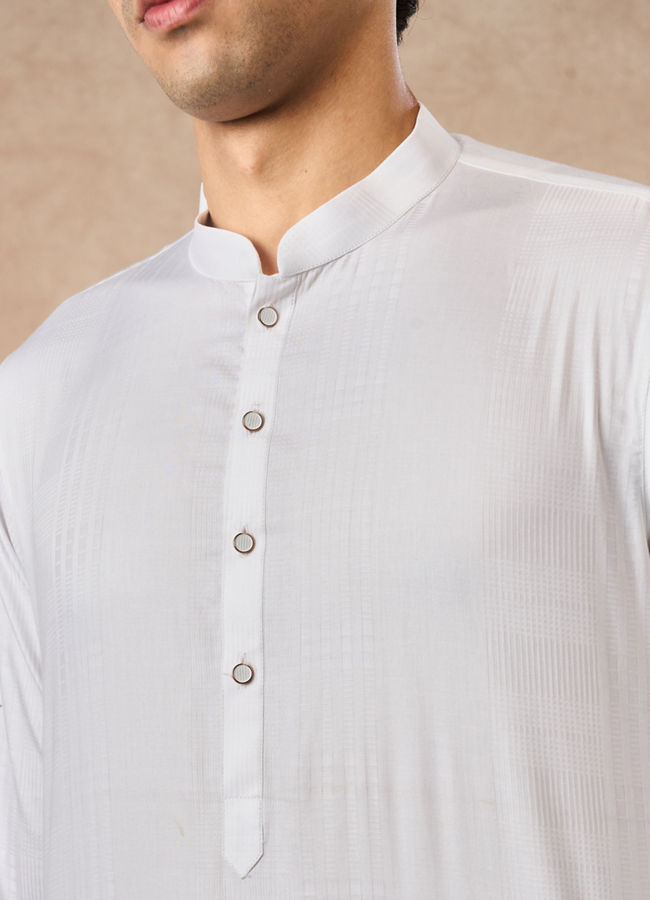 Manyavar Men White Cotton Kurta Pajama