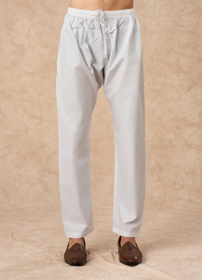 Manyavar Men White Cotton Kurta Pajama