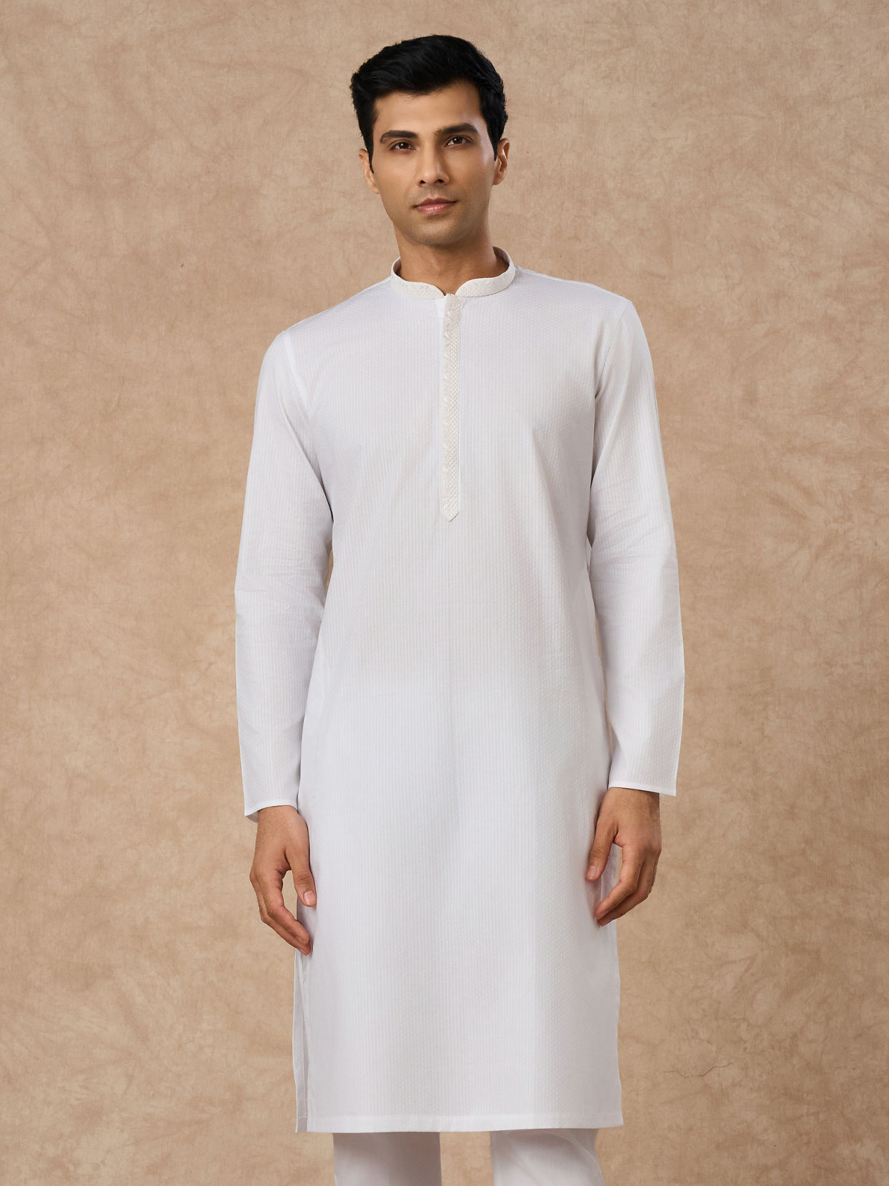 Manyavar Men White Cotton Kurta Pajama