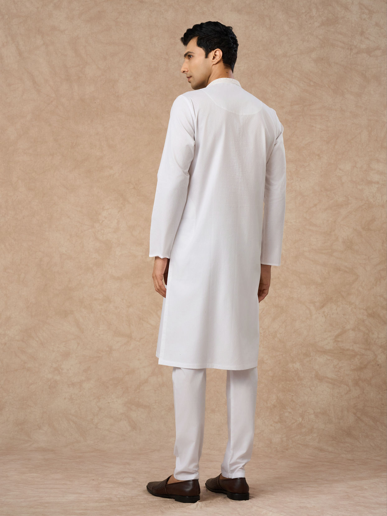 Manyavar Men White Cotton Kurta Pajama