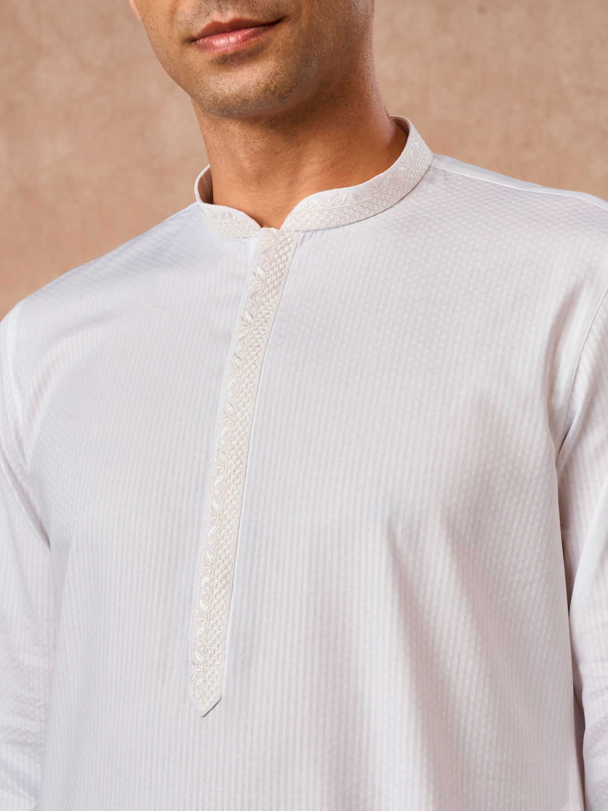 Manyavar Men White Cotton Kurta Pajama