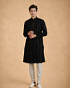 Manyavar Men Black Cotton Kurta Pajama