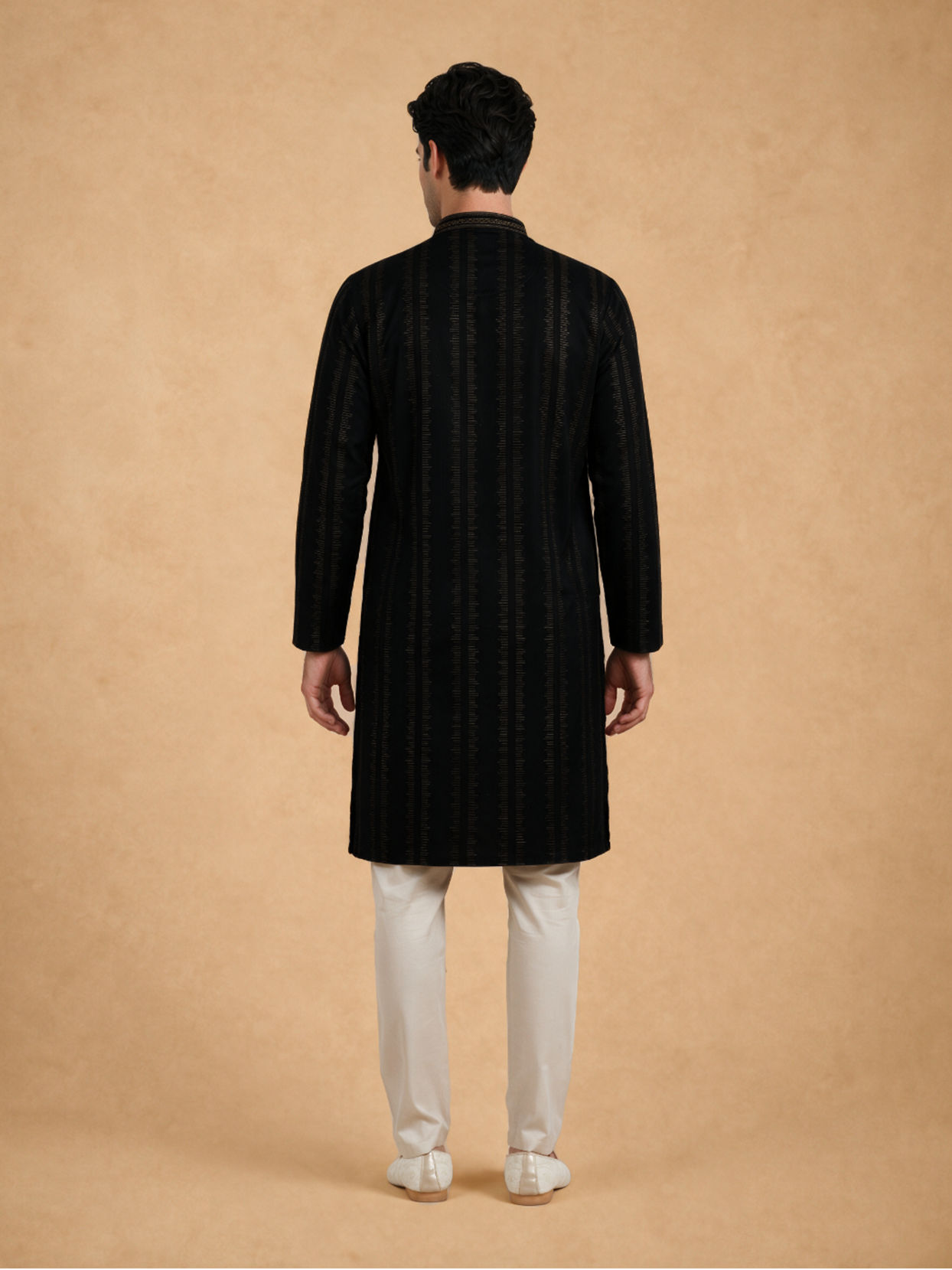 Manyavar Men Black Cotton Kurta Pajama