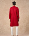 Manyavar Men Red Cotton Kurta Pajama with Basic Design