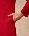 Manyavar Men Red Cotton Kurta Pajama with Basic Design