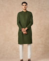 Manyavar Men Olive Green Cotton Kurta Pajama