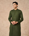 Manyavar Men Olive Green Cotton Kurta Pajama