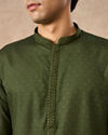 Manyavar Men Olive Green Cotton Kurta Pajama