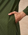 Manyavar Men Olive Green Cotton Kurta Pajama