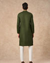Manyavar Men Olive Green Cotton Kurta Pajama
