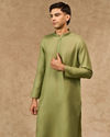 Manyavar Men Light Mid Green Cotton Kurta Pajama