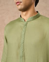 Manyavar Men Light Mid Green Cotton Kurta Pajama
