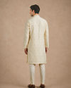 Manyavar Men Beige Brocade Kurta Pajama Set