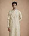 Manyavar Men Beige Brocade Kurta Pajama Set