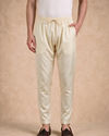 Manyavar Men Beige Brocade Kurta Pajama Set