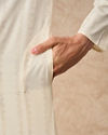 Manyavar Men Cream Cotton Kurta Pajama with Basic Design