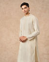 Manyavar Men Cream Cotton Kurta Pajama with Basic Design
