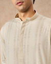 Manyavar Men Cream Cotton Kurta Pajama with Basic Design