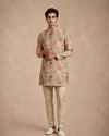 Manyavar Men Green Blended Viscose Kurta Pant with Print