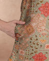 Manyavar Men Green Blended Viscose Kurta Pant with Print
