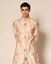 Manyavar Men Green Blended Viscose Kurta Pant with Print