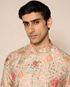 Manyavar Men Green Blended Viscose Kurta Pant with Print