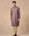Manyavar Men Brown Blended Cotton Kurta Pajama with Print