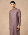 Manyavar Men Brown Blended Cotton Kurta Pajama with Print