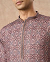 Manyavar Men Brown Blended Cotton Kurta Pajama with Print