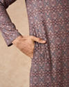 Manyavar Men Brown Blended Cotton Kurta Pajama with Print