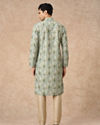 Manyavar Men Light Mid Green Blended Cotton Kurta Pajama with Print