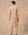 Manyavar Men Yellow Blended Cotton Kurta Pajama with Floral Print