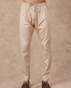 Manyavar Men Cream Blended Cotton Kurta Pajama with Print