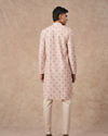 Manyavar Men Cream Blended Cotton Kurta Pajama with Print